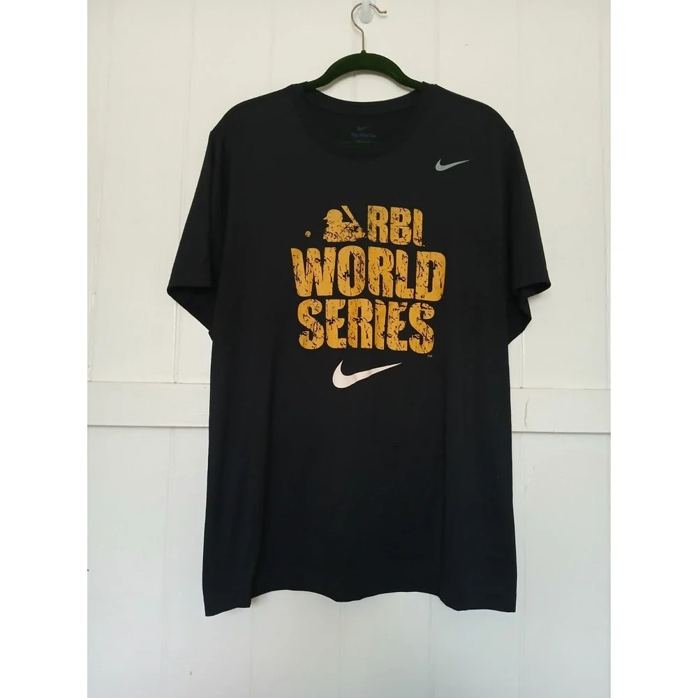 Nike RBI World Series Dri FIT Athletic T Shirt Mens XXL Black Softball Baseball